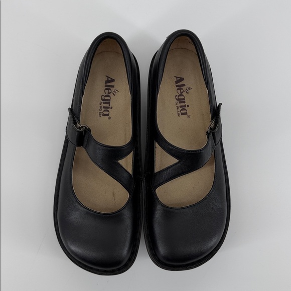 Alegria Dayna Black Napa Leather Mary Jane Velcro Strap Easy On EU 37 US7-7.5 - Picture 6 of 12